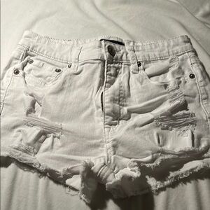 Aeropostale White Jean Shorts Frayed Hem